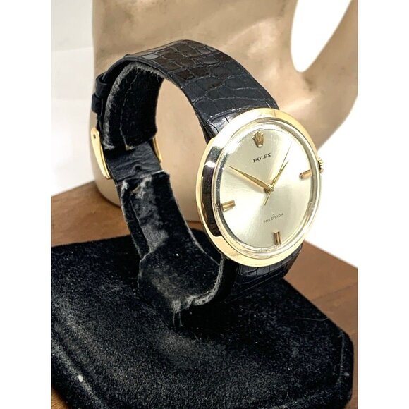 Rolex Men's Watch 9996 Vintage Swiss Mechanical 18k Gold Case Silver Dial 36mm - Picture 13 of 13